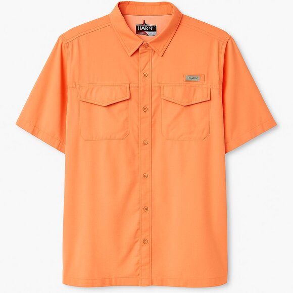 Habit Men’s Solar-Factor Performance Fishing Shirt Orange Short Sleeve Size L - Picture 1 of 6